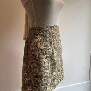 Tweed Short Skirt Green Cream